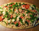 A picture of step 2 of Mike's EZ Pepperoni & Roasted Garlic Flatbread Pizza.