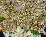 A picture of step 4 of Foxtail Millet Khichdi with Moong Sprouts/Soya Chunks and mixed vegetables.