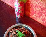 A picture of step 4 of Paneer Lalmath/lal saag.