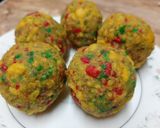 A picture of step 3 of Ladoo besan colourful ladoo for any occasion or as dessert.