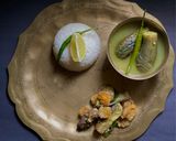 A picture of step 6 of Korui Begun diye Moong Dal / Moong Dal with Small Eggplants for lunch in Thakurbari style.