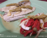 Foto del paso 4 de la receta: Caballa a la plancha con ensalada de pimientos del piquillo y espárragos verdes en conserva