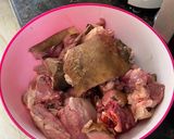 A picture of step 1 of Fried goat meat.