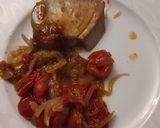 A picture of step 6 of Albacore Tuna Steaks caramelized cherry tomatoes & onions EASY.