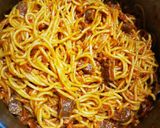 Foto del paso 4 de la receta: Espaguetis con jamón y chorizo gluten free