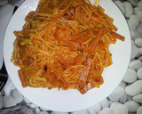Foto del paso 5 de la receta: Espaguetis en salsa de tomate con calabacín
