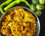 A picture of step 3 of Kachre Mirchi ki sabji.
