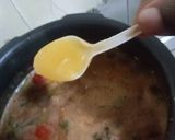 A picture of step 3 of Egg Biriyani, cauliflor chilli,potato fried with Badam Drink.