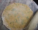 A picture of step 4 of Thepla-methi thepla -fenugreek leaves.