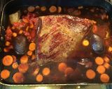 A picture of step 3 of California Farm Brisket for Passover with Dates, Mushrooms and Potato Kugel.
