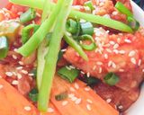 A picture of step 9 of Chilli Chicken with egg fried Rice.