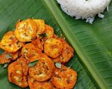 A picture of step 7 of Aratikaya Vepudu/Raw Banana Fry.
