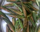 A picture of step 4 of Bharwa Masala Bhindi with Vegetable Raita - Dalgona Style.