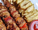 A picture of step 8 of Juicy chicken skewers/mshikakis.