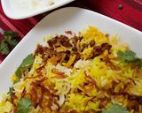 A picture of step 23 of Keema masoor biryani.