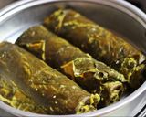 A picture of step 4 of Patra Bhajiya(colocasia leaves fritters).