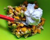 A picture of step 2 of Fruit salad in Ice cream cone.