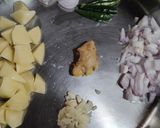 A picture of step 1 of Bhindi Aloo - special side dish for Chapati.