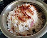 A picture of step 5 of Satrangi layered veg Biryani.