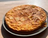 A picture of step 6 of Spanish inspired omelette with potato, onion and pumpkin in air-fryer!.
