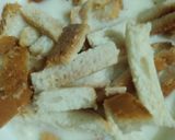 A picture of step 1 of Umm Ali with left over bread corners.