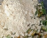 A picture of step 1 of Cauliflower leaves fritters / Bhajiya.