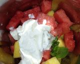 A picture of step 1 of Mango and Watermelon smoothie.