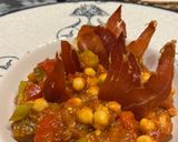 Foto del paso 8 de la receta: Pisto de Calabacín y Berenjena con Garbanzos y Crujiente de Serrano !!!