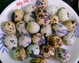 A picture of step 3 of Bánh xèo with Shrimp, Pork, Squid, and Quail Eggs.