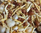 A picture of step 3 of Falahari chevda/ Dry fruits Namkin.
