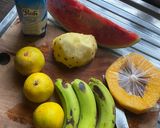 A picture of step 1 of Fruity salad🍉🍊🍍🍌.