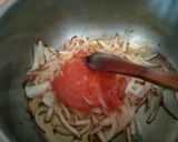 A picture of step 2 of Achari bhindi.