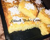 A picture of step 4 of Basbousa(Semovita cake).