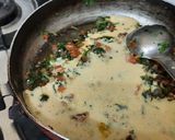 A picture of step 5 of Methi pithla jowar green garlic bhakri and thecha village style.