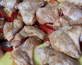 A picture of step 4 of One pan roast spicy chicken wings meal.