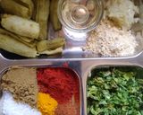 A picture of step 2 of Stuff karela with multigrain chapati.