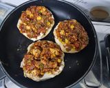 A picture of step 4 of Domino's style veg premium burger pizza.
