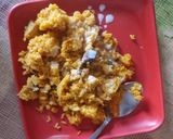 A picture of step 14 of Spanish Paella with Aioli sauce.