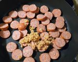 A picture of step 1 of Larry's (next lvl) sausage and cabbage.