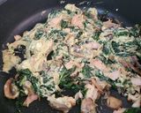 A picture of step 2 of Trofie pasta with spinach, pesto and ricotta cheese.