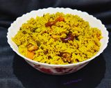 A picture of step 6 of Maharashtrian style masala bhaat.
