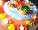 A picture of step 6 of Crispy Edible Diyas filled with Pasta Chat.
