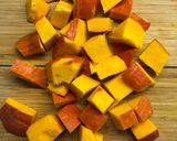 A picture of step 1 of Roasted squash and chickpeas with tahini sauce - vegan.