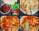 A picture of step 3 of Aloo Matar Tikki Paneer Schezwan Tortilla Quesadilla.