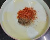 A picture of step 2 of Peri Peri Paneer Steak Bowl served with Herbed Rice and Peri Peri Sauce.