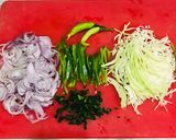 A picture of step 2 of Leftovers singaporian egg fried rice.