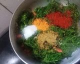 A picture of step 2 of Kathiyawadi style Dill leaves curry (suva bhaji nu shaak).