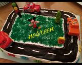 A picture of step 7 of Race Car Theme Cake.