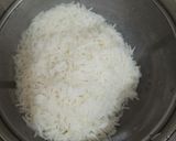 A picture of step 9 of Burmese samosa curry with saffron rice.