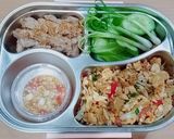 รูปขั้นตอนการทำที่ 4 ของ ข้าวผัดไข่ (ใช้แป้งบะหมี่ไข่แทนข้าว) กินกับหมูคั่วน้ำปลา คีโต